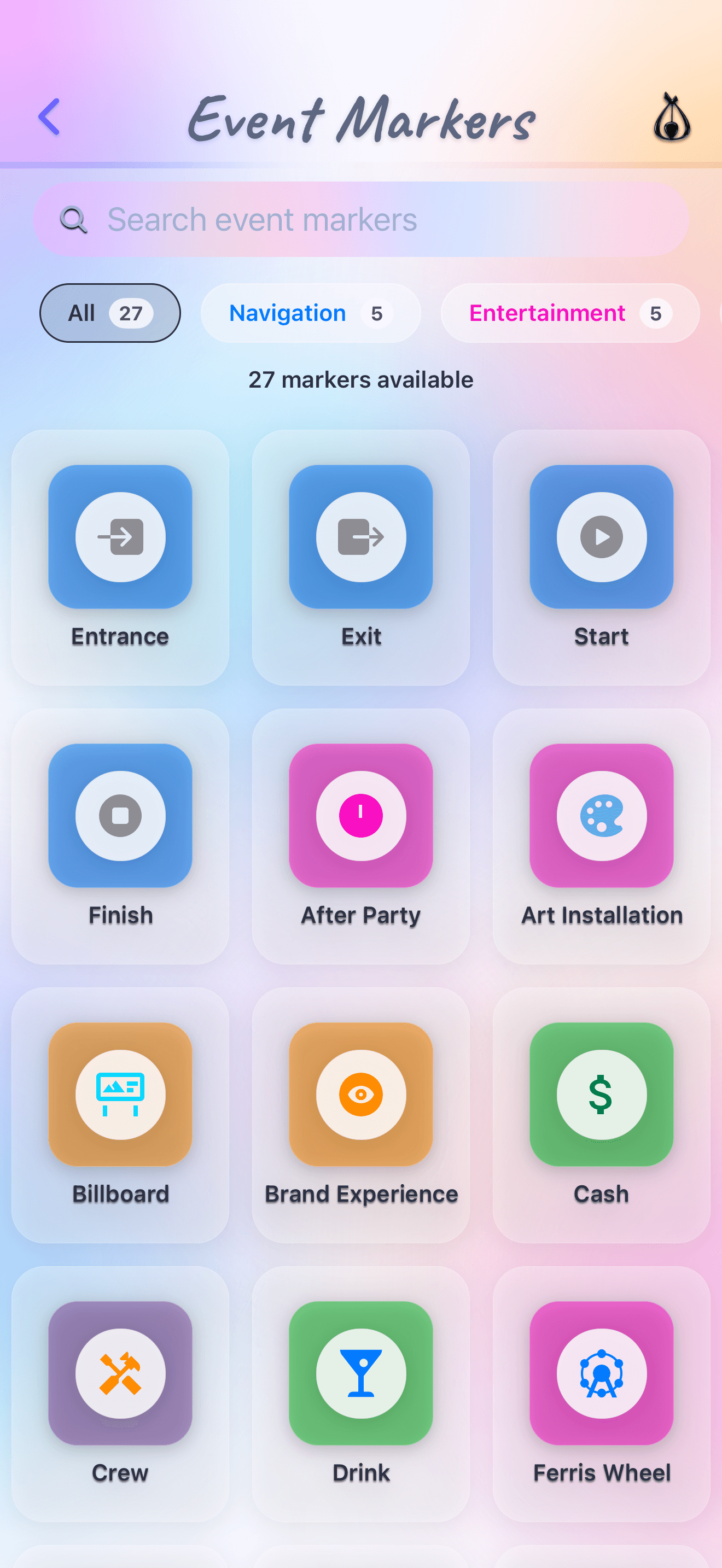 Event markers for building maps